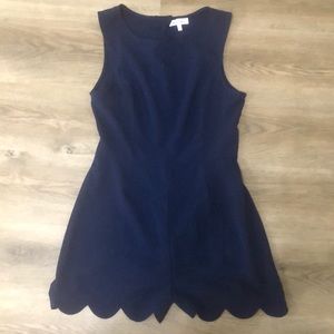Navy Scalloped hem romper